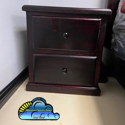 Two Drawer Cherry Pinewood Nightstand New Cajonera 