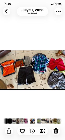 Boys clothes, shirt, and shorts, helmets