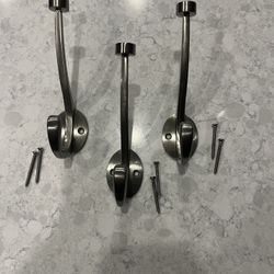 3 Brushed Nickel Robe/ Towel Holder 5 3/4 Tall Like New
