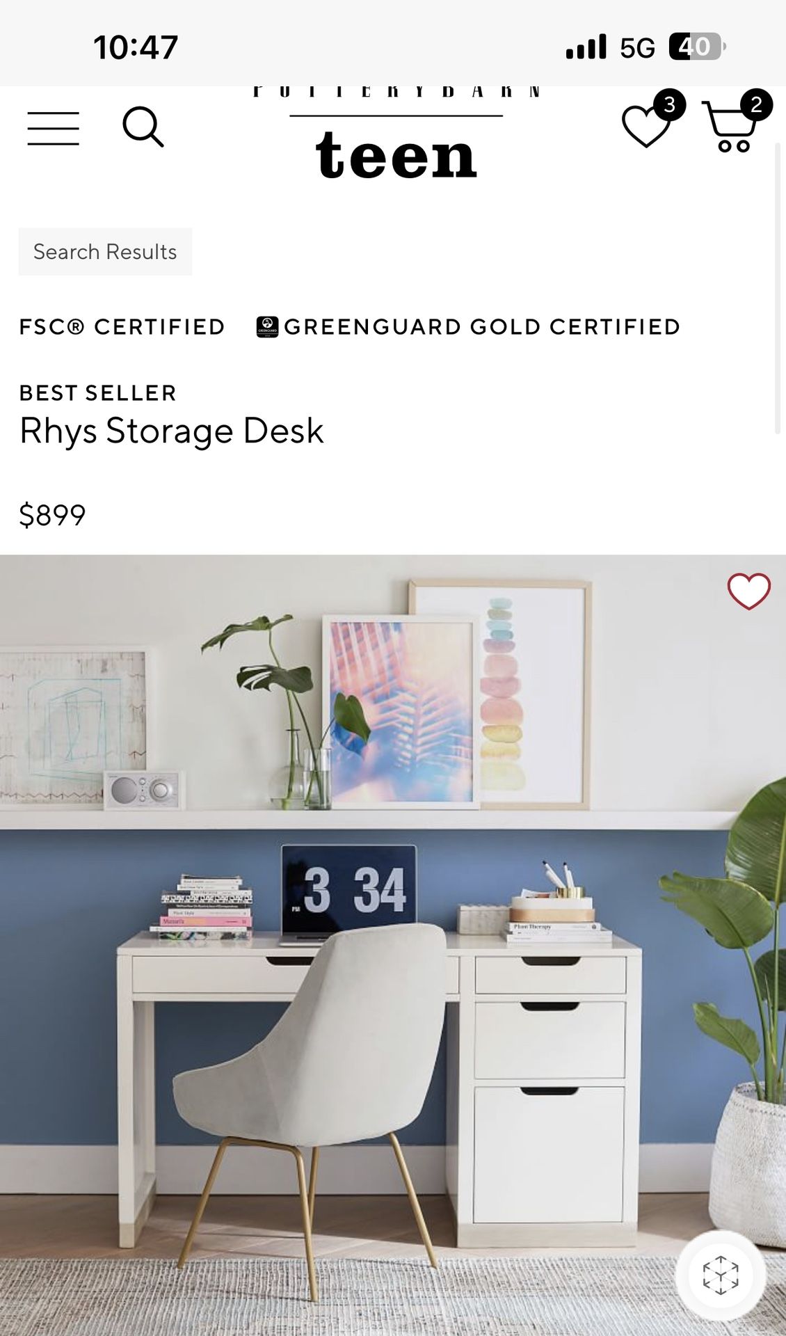 POTTERY BARN TEEEN - Rhys Storage Desk