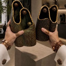 BOTH Vintage Signed Original Fine Art Clay Pottery Brutalist Sculpture SET of 2 Slab Ball Tea Light Candle Holder Sculpture Vessel Vase Rustic Modern