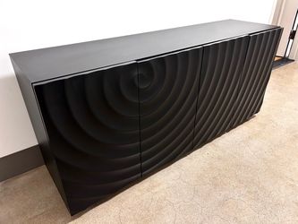 59" Modern Black Buffet Cabinet with 4 Textured Wave doors