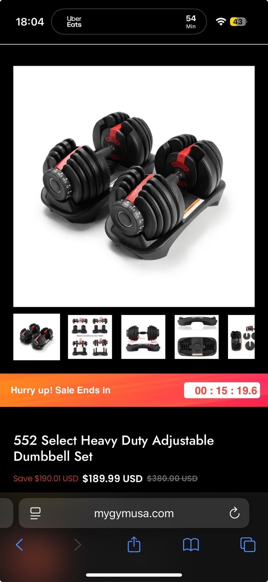 LIKE NEW-552 Select Heavy Duty Adjustable Dumbbell Set