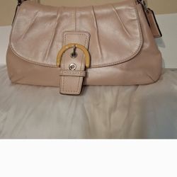 Coach Soho Pleated Blush Pink Pearlized Leather Shoulder Bag COA