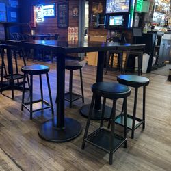 Black Stool With Wooden Top
