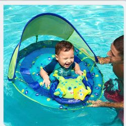 SwimWays Inflatable Baby Spring Pool Float Activity Center with Canopy, Octopus