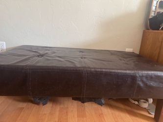 Brown Faux Leather Futon Sofa Bed