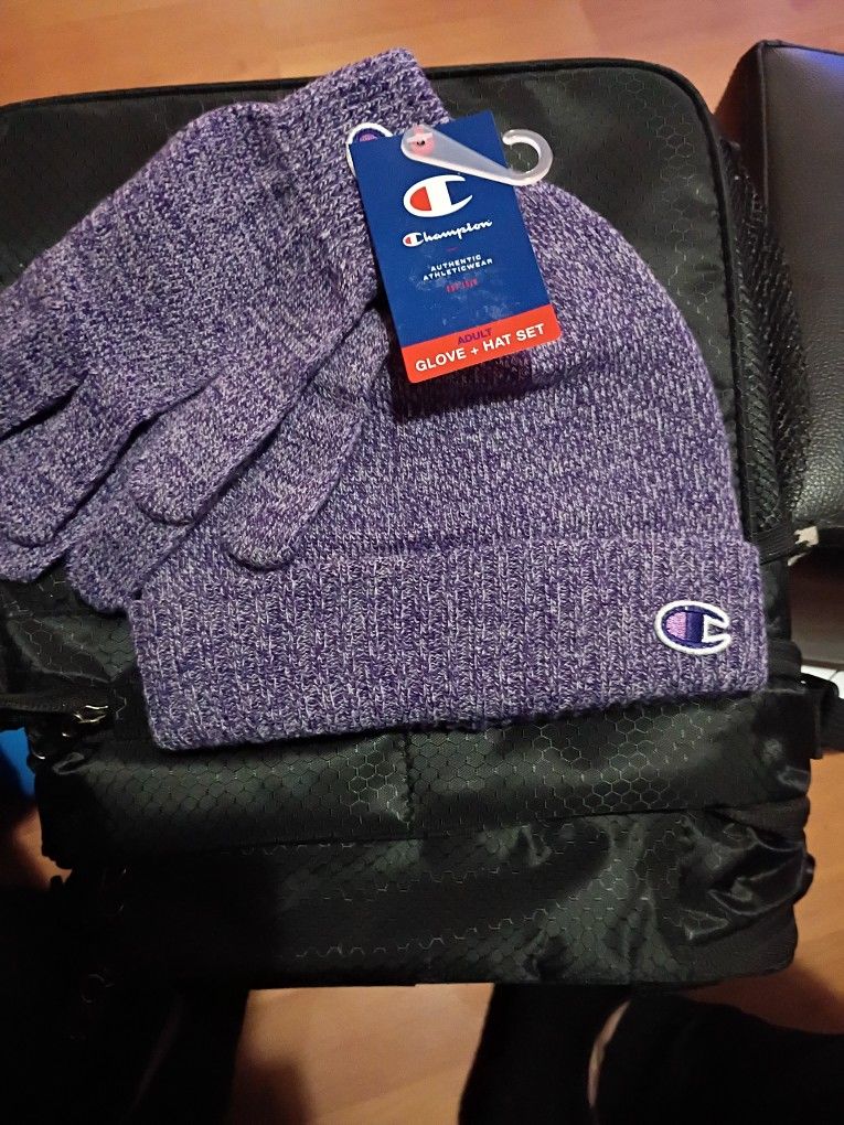 New Champion Ribbed Cuffed Beanie O/S With Gloves Unisex