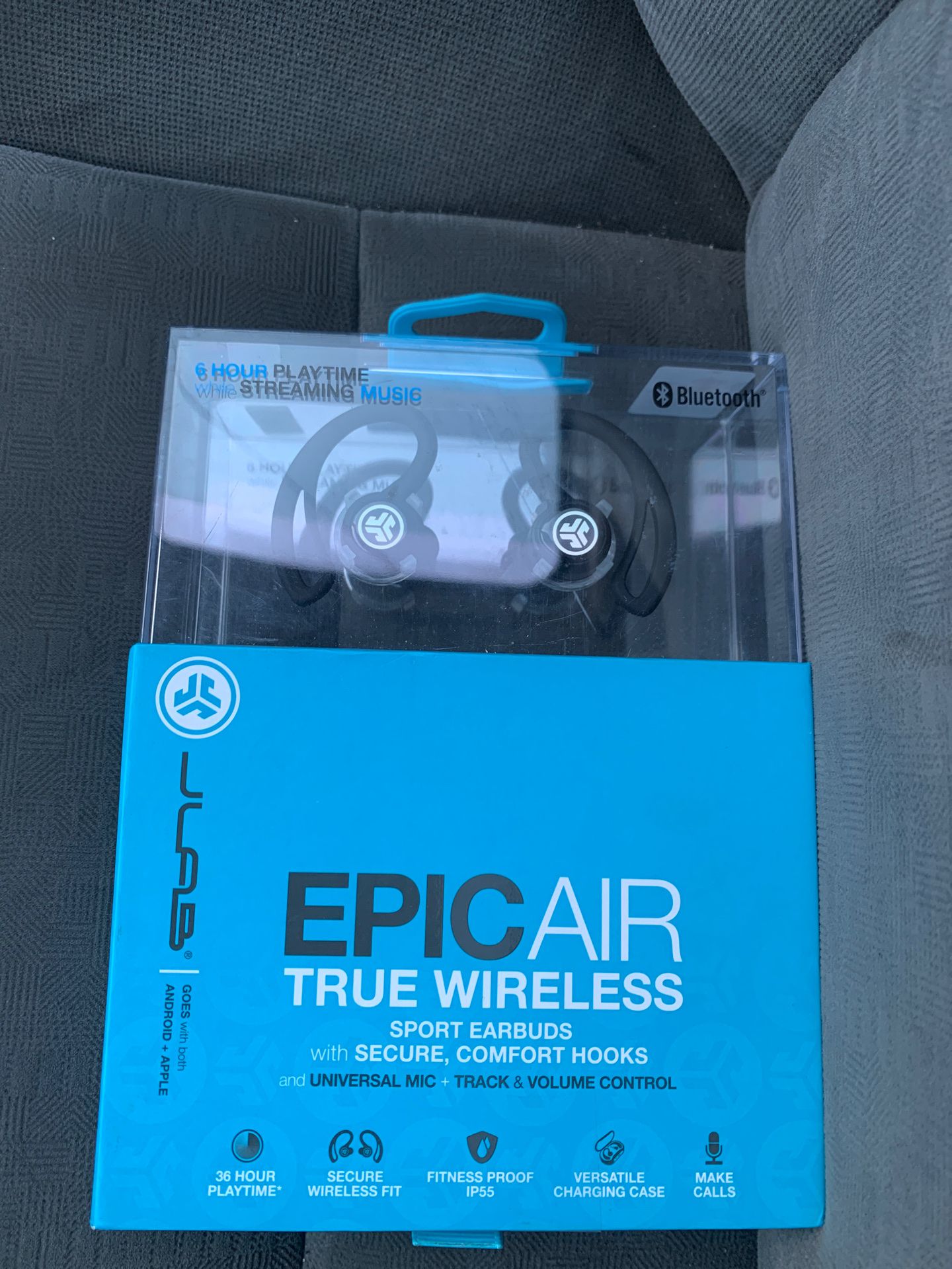 JLab Audio Epic Air True Wireless Bluetooth 4.1 Sport Earbuds | with Mic & Charging Case | Noise Isolation | 36 Hours Playtime | IP55 Sweat Resistant