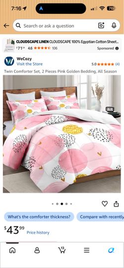 Twin Comforter Set Pink Golden 2 Pieces