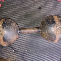 Vintage York 50lb Circus Globe Dumbbell Single