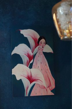 Original Oil Painting Woman with Flowers. Large 24 x 36