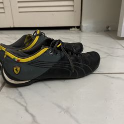 Size 9 Puma Ferrari Future Cat Men’s Racing Black On Yellow Shoes