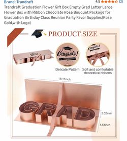 Trandraft Graduation Flower Gift Box Empty Grad Letter Large Flower Box with Ribbon Chocolate Rose Bouquet Package for Graduation Birthday Class Reuni
