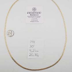 14k gold 30" mariner link chain