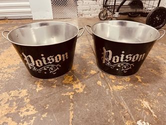 2 Halloween “Poison” Metal Beverage Tubs Party Decor