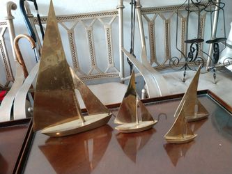 Solid brass sailboat set