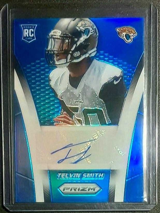 TELVIN SMITH ROOKIE AUTO 2014 PANINI PRIZM BLUE FOIL 73/75 # AR-TS JACKSONVILL JAGUARS