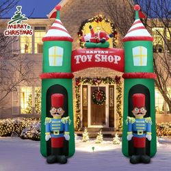 12 FT Inflatable Christmas Archway, Inflatable Christmas Arch with LED Light for, Outdoor, Yard, Garden, Lawn Decorations,Huge Bow up Christmas Archwa