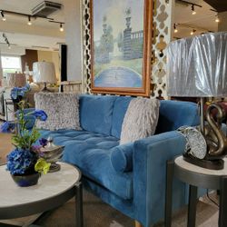 Blue Mid-Century Modern Sofa