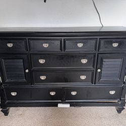 Large Hard Wood Black Dresser