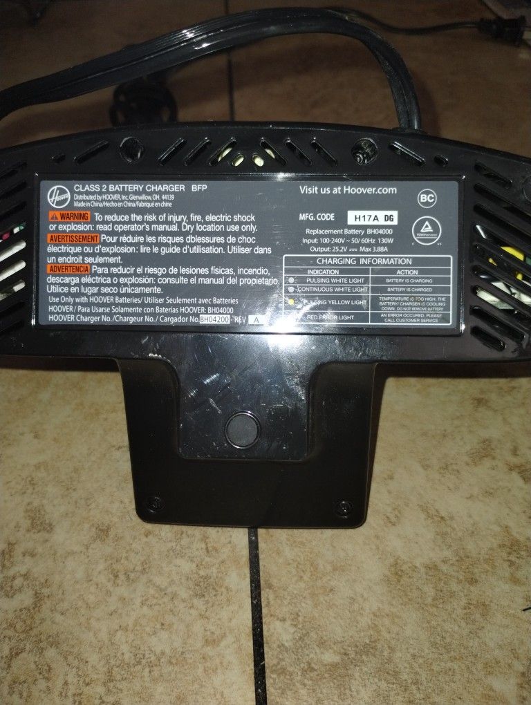 Hoover fusion battery charger new arrivals