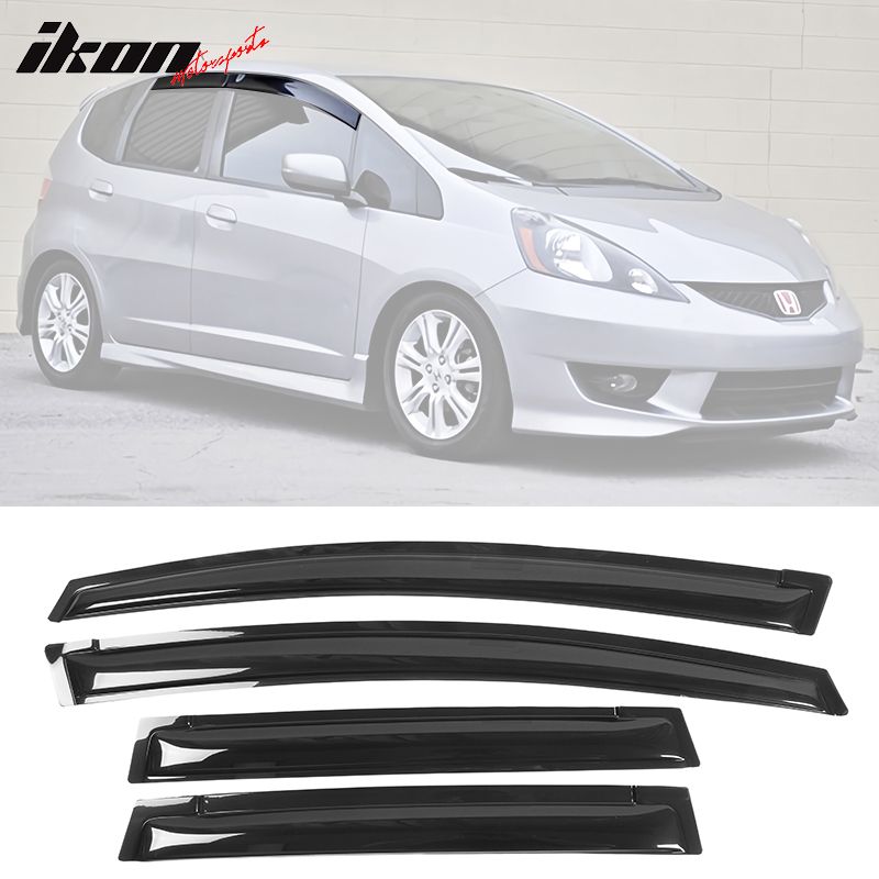 Fits 2009-2014 Honda Fit GE Hatchback Acrylic Window Visors 4Pc Set