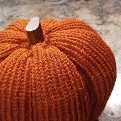 Large 10" Pumpkin Knitted Crochet Fall Home Decor 