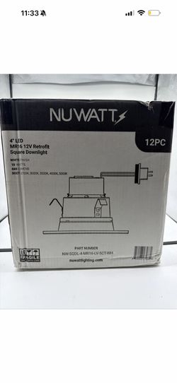12 Pack NUWATT  4 Inch Square MR16 LED Square  DownLight 10W 660 Lmn 2700K…5000k