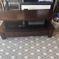 TV Stand - Brown With Black Glass