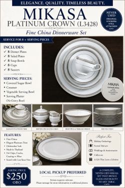 Mikasa Platinum Crown  L3428 Fine China