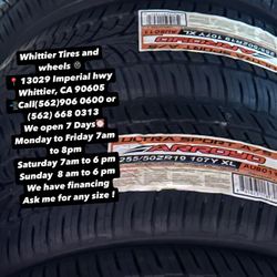 SET OF NEW TIRES, 255/50R19 ARROYO , INCLUDING MOUNTING AND BALANCING. ASK ME FOR ANY SIZE OR BRAND, LLANTAS NUEVAS