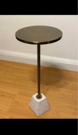 Gold side table with solid marble base