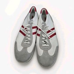 Prada White Gray Cloth Suede Trainers Tennis Shoes Men's Size 13.5/ 46
