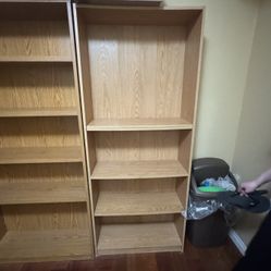 Honey Colored Wooden Wood Bookshelf Shelves - 5 Shelves - 70” Tall