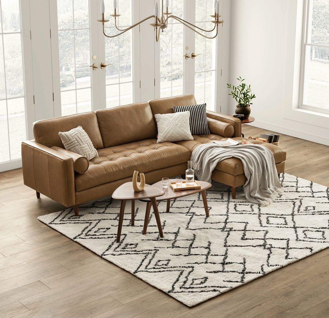 Castlery Madison Leather Chaise Sectional Sofa
