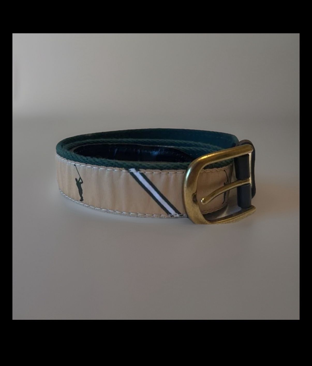 YRI Embroidered Canvas & Leather Golf Belt Size 34