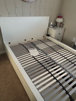 IKEA MALM White Bed Frame w/ four Storage Drawers