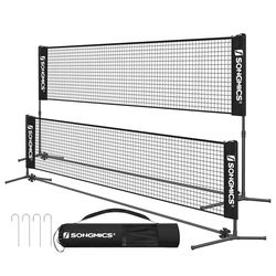 SONGMICS Badminton Net, Height Adjustable Volleyball Net, Pickleball Net for Junior Tennis, Kids, Indoor Outdoor Court, Foldable Nylon Net with Poles