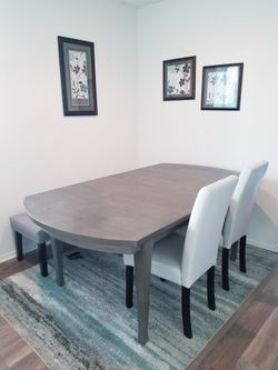 Table Set that can extend with 2 Chairs and Bench