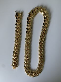 22mm 18k Gold Plated Cuban Link Set