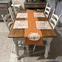 Solid Wood Table Dining Set 4 Chairs