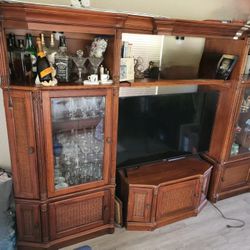 Solid Wood Carved Entertainment Center