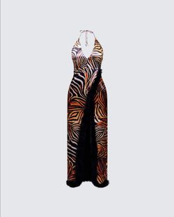 Ursula Orange Printed Wrap Maxi Dress