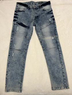 SouthPole Men’s Light Dirty Wash Motto Jeans, Size 36x32