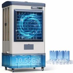 10.6 Gal. 3-Speed Portable Evaporative Cooler 3531 CFM Heavy Duty Fan for Patio Garage with Auto Refill $ 159