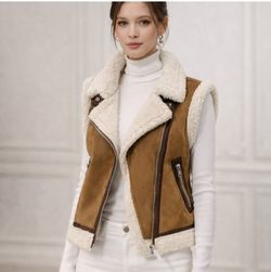 Reduced $90 Jason Wu Women's Sherpa Lined Double Faced Faux Suede Vest. Size M/L