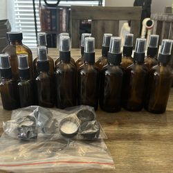 15 Amber Glass Spray Bottles 