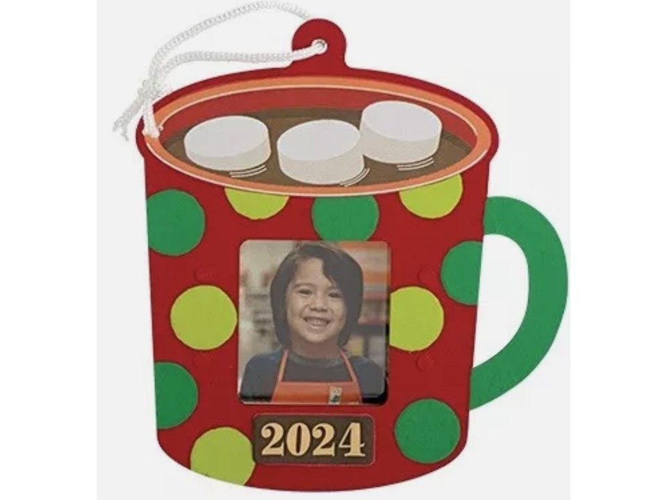Home Depot Hot Cocoa Photo Ornament Kids Workshop Kit Pin Included Holiday 2024 Fun NEW