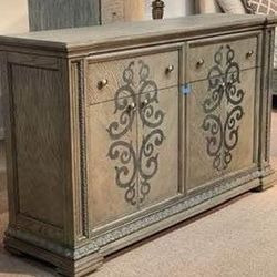 Sideboard server with matching wall accent mirror